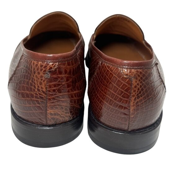 NEIMAN MARCUS  100% Genuine Alligator Handmade Mens Loafers Brown Sz 10.5 🔥 - Picture 6 of 9